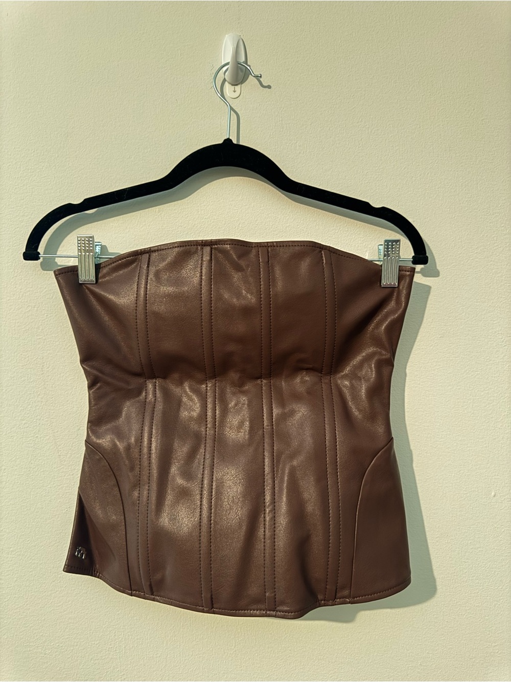Miaou Brown faux leather corset